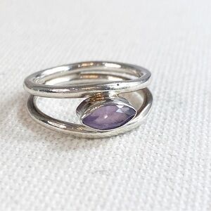 Sterling Silver Light Purple Amethyst Stone Ring Size 6.75